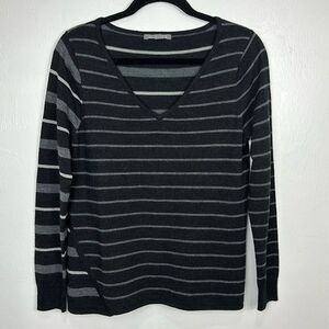 Smartwool Fitted Striped V-neck Pullover Sweater Size M